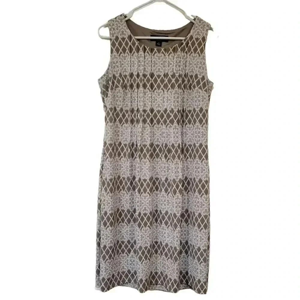 Perceptions NY Women's Taupe & White Poly/Spandex Lined Sleeveless Dress